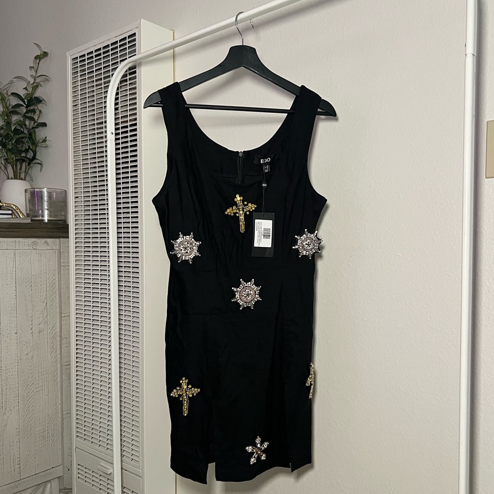 Elegant Black Embellished Dress